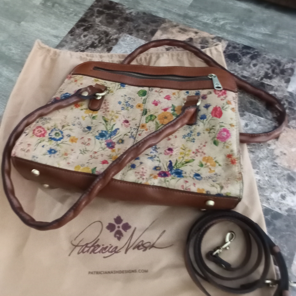 Patricia Nash Multicolor Floral Leather Shoulder Bag